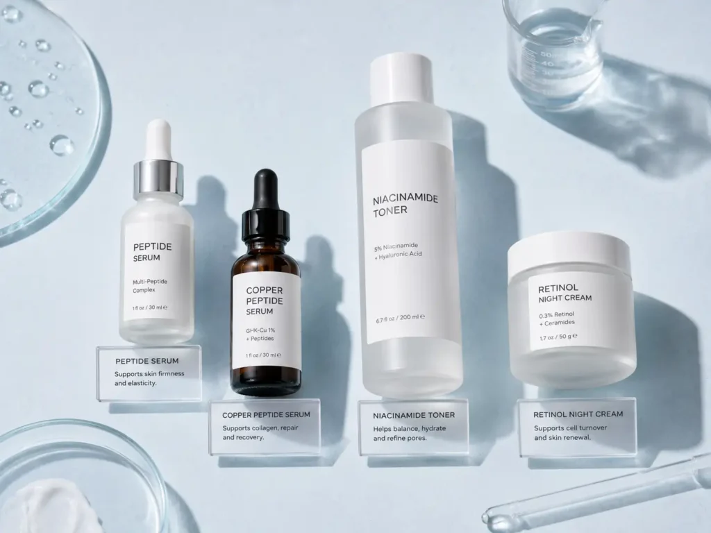 Topical skincare actives for cellular regeneration in 2026 — peptides, niacinamide, copper peptides, and retinol serums