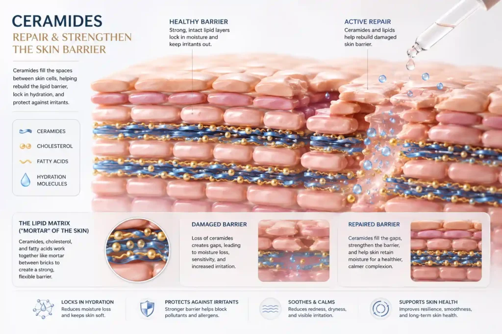 Ceramides repairing gaps in the skin barrier